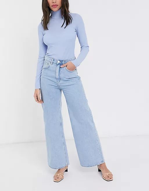 Weekday Ace wide leg organic cotton in summer blue | ASOS (Global)
