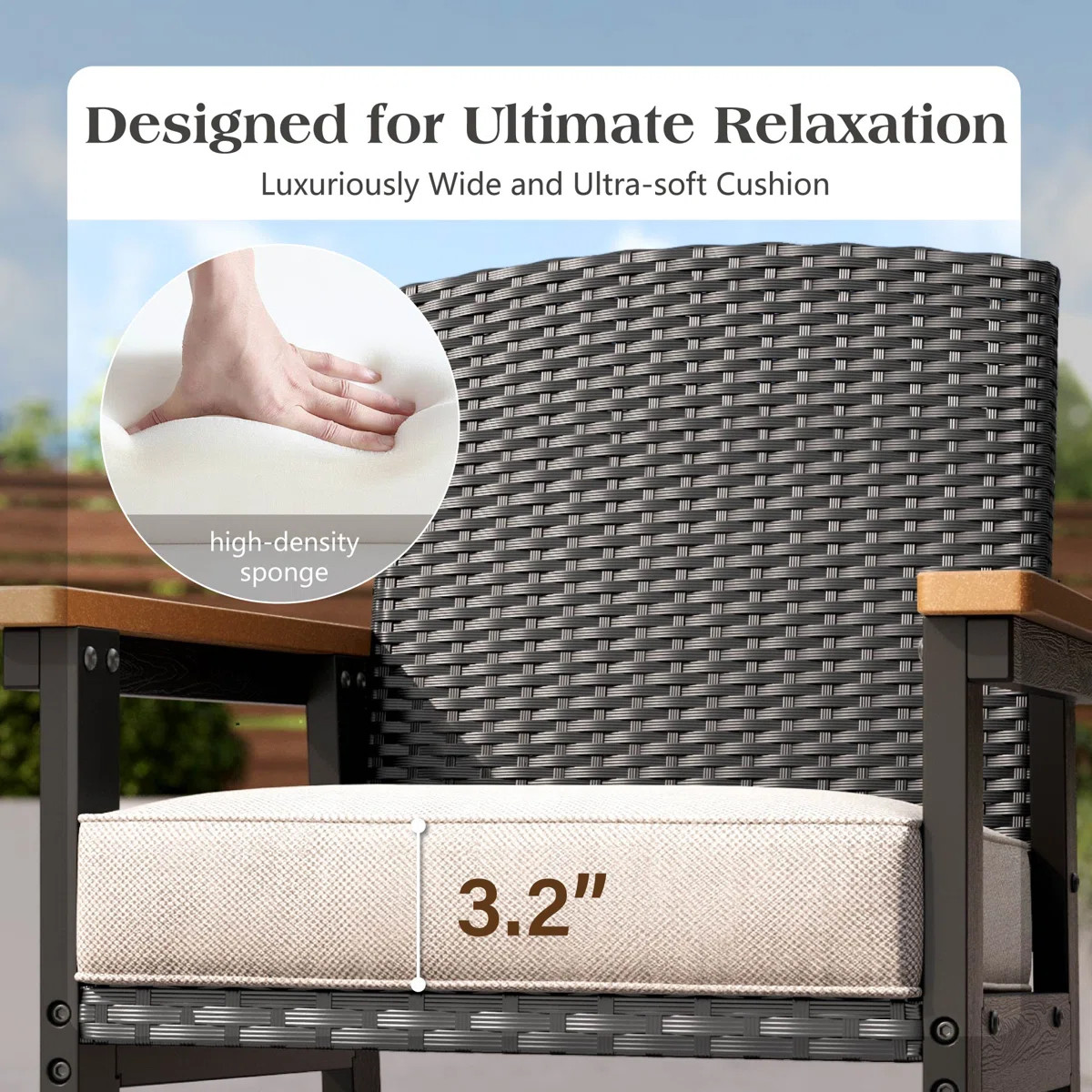 6 Person HDPE Outdoor Dining Sets With Wicker Chairs And Thick Cushions | Wayfair North America