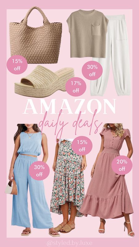 Amazon daily deals!

Wedge sandals, tote bag, two piece set, spring set, midi skirt, midi dress, spring dresss

#LTKstyletip #LTKSeasonal #LTKsalealert