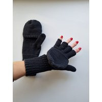 Fingerless Hand Knitted Merino Mittens, Unisex Warm Woolen Fingerless Gloves, Fair Trade Knit Womens Flip Top Gloves | Etsy (US)