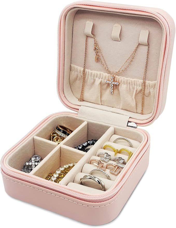 PHABULS Travel Jewelry Box, Lightweight and Easy to Carry Small Jewelry Box for Earrings Rings Ne... | Amazon (US)