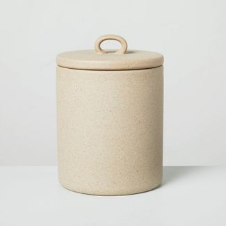 Medium 5.75&#34; Sandy Textured Ceramic Bath Canister Natural - Hearth &#38; Hand&#8482; with Mag... | Target