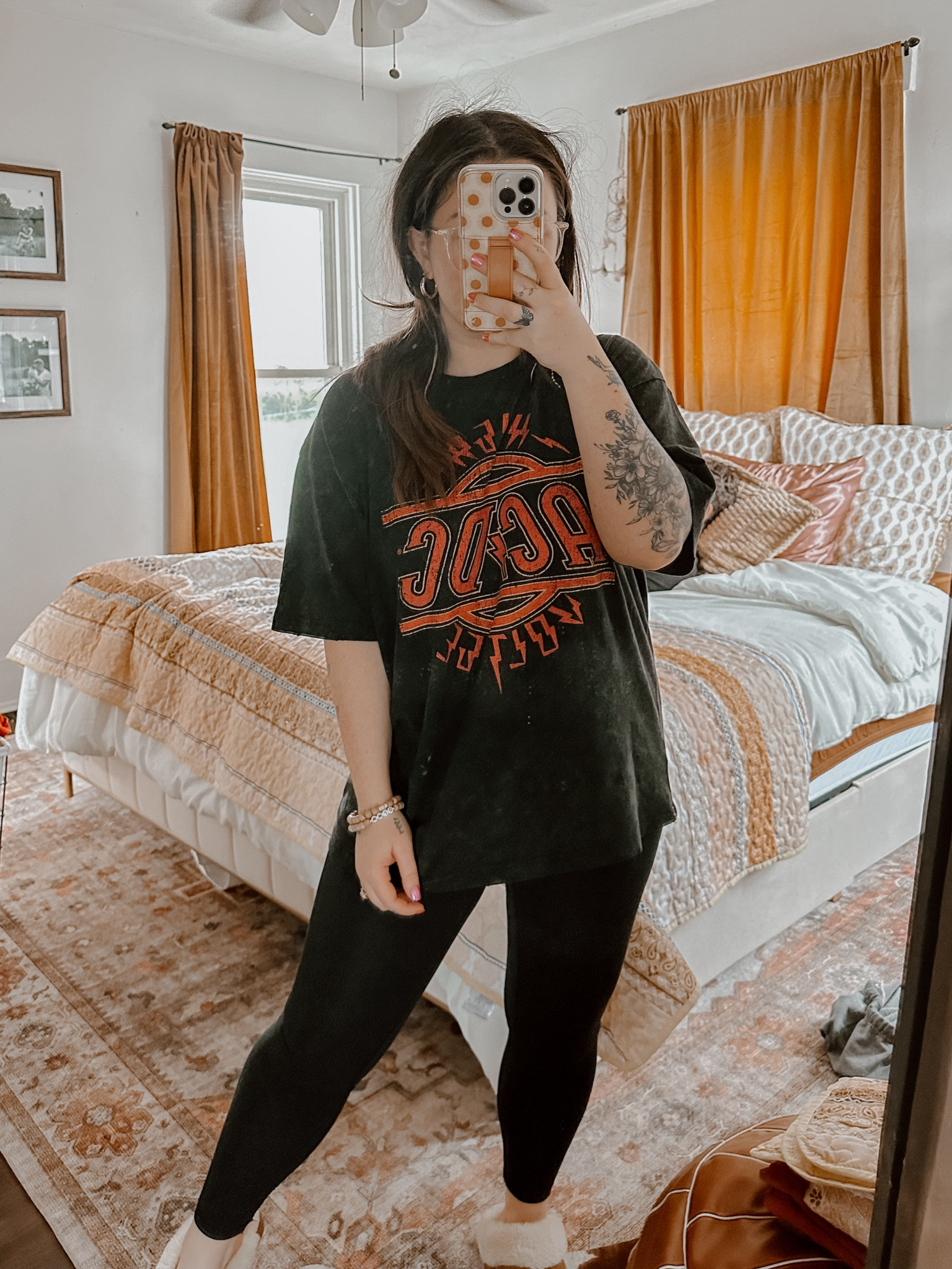 Other Walmart graphic tee for lazy day outfit! Wearing medium for oversized fit! Leggings small. 