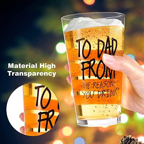 Gifts for Dad Him Men,16 OZ Funny Beer Glass Fathers Day Dad Gifts from Daughter Son Wife Birthda... | Amazon (US)