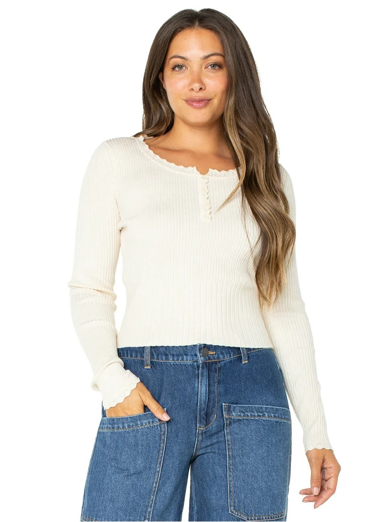 Celebrity Pink LS HENLEY TOP | Walmart (US)