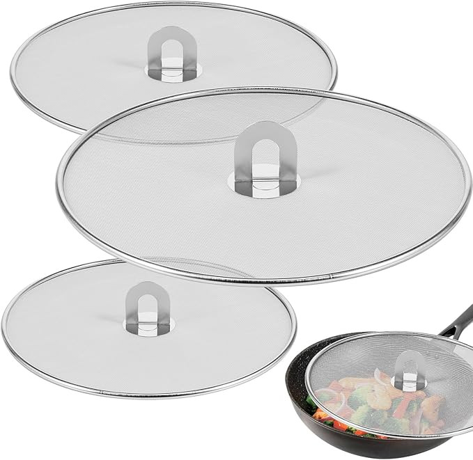 3 Pcs Splatter Guard Stainless Steel Frying Pan Splatter Screen Splash Proof Oil Splatter Cover w... | Amazon (US)