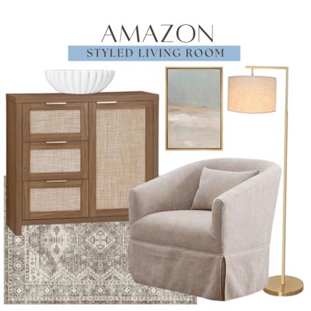Amazon styled home include floor lamp, accent chair, area rug, wall art, small cabinet, and decorative bowl.

Home decor, Amazon finds, looks for less, coastal home, neutral home

#LTKHome #LTKStyleTip #LTKFindsUnder100
