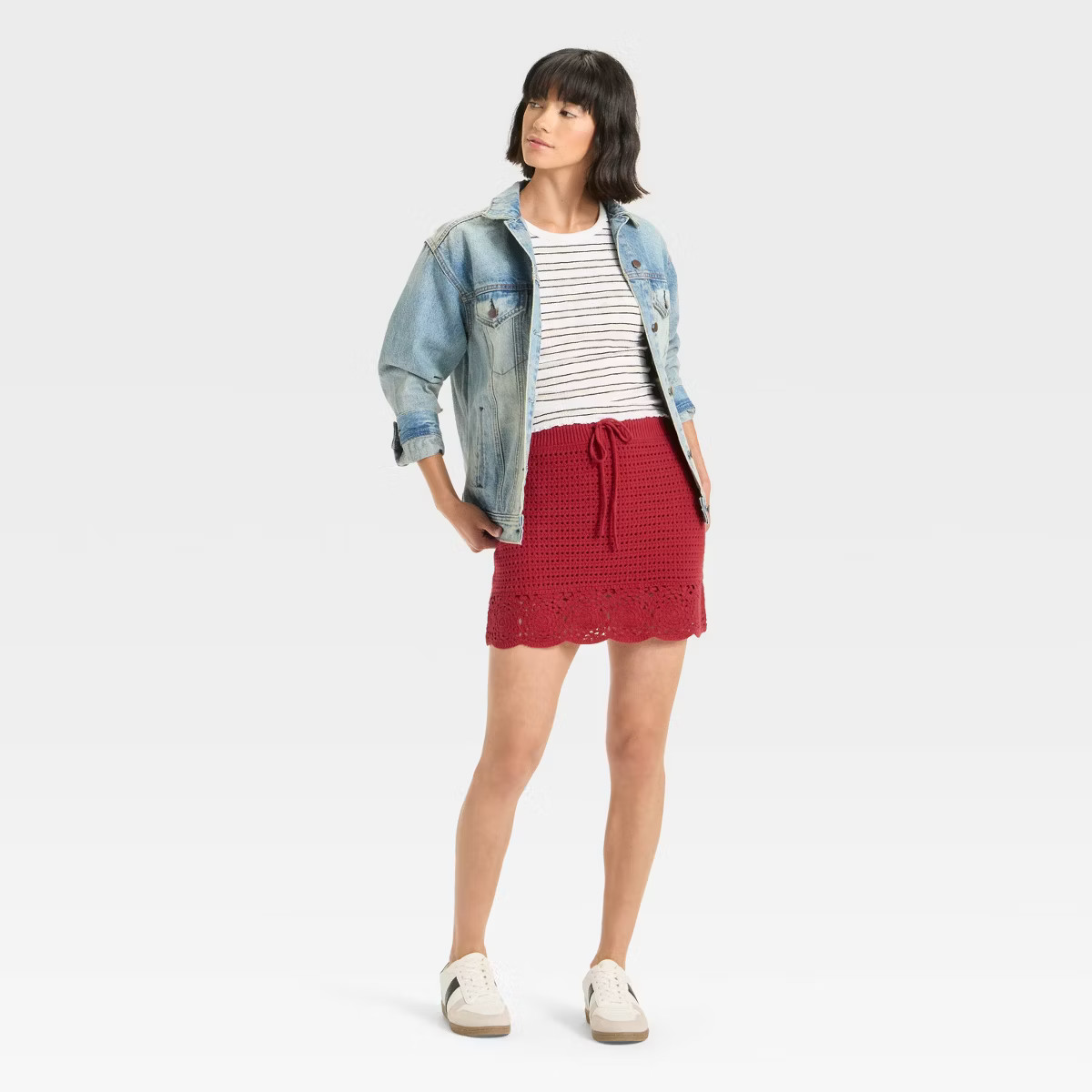 Women's Openwork Mini Sweater Skirt - Universal Thread™ Red | Target