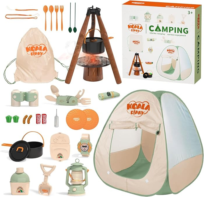 Kids Camping Set – an Indoor/Outdoor Pretend Play Adventure kit Featuring a Tent, Oil lamp, Sto... | Amazon (US)