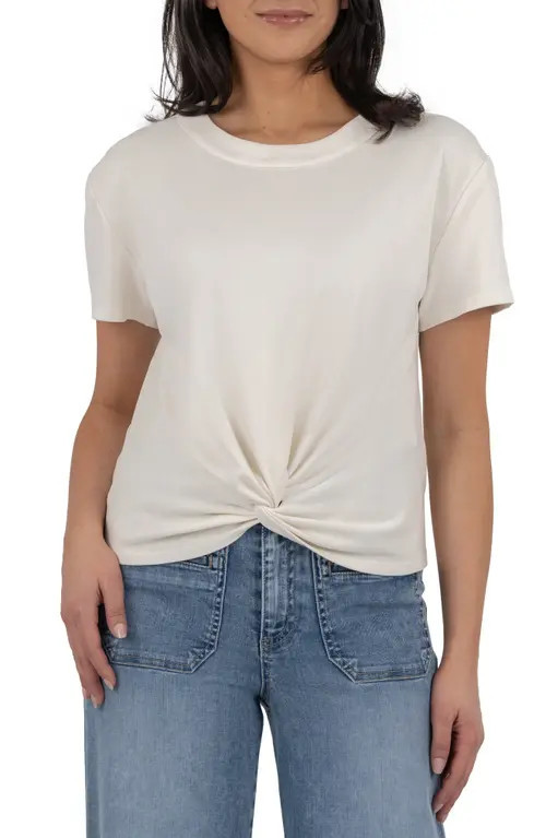 KUT from the Kloth Avi Twist Front T-Shirt in Ecru at Nordstrom, Size Small | Nordstrom