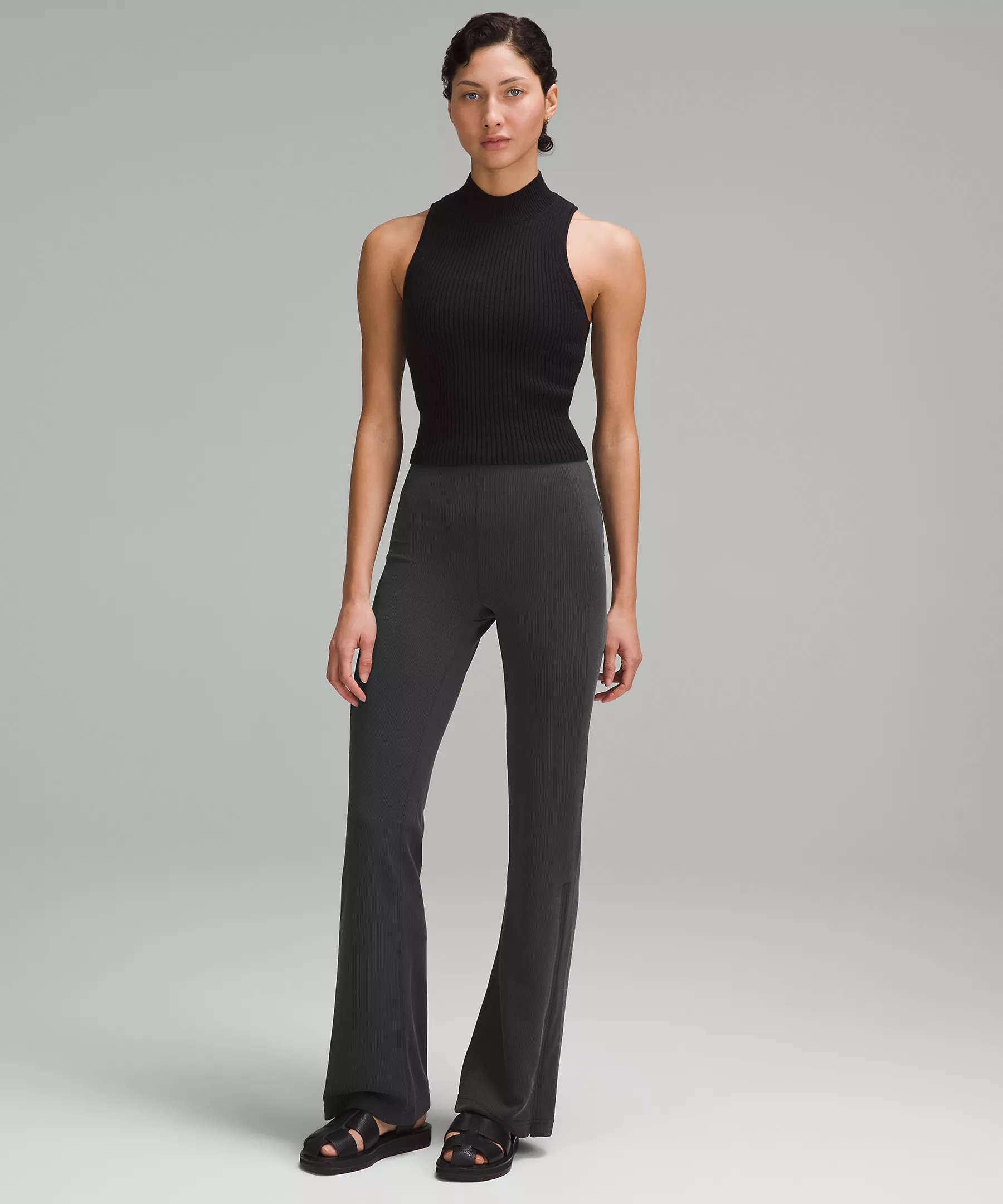Brushed Softstreme Ribbed Zip Flared Pant 32.5" | Lululemon (US)