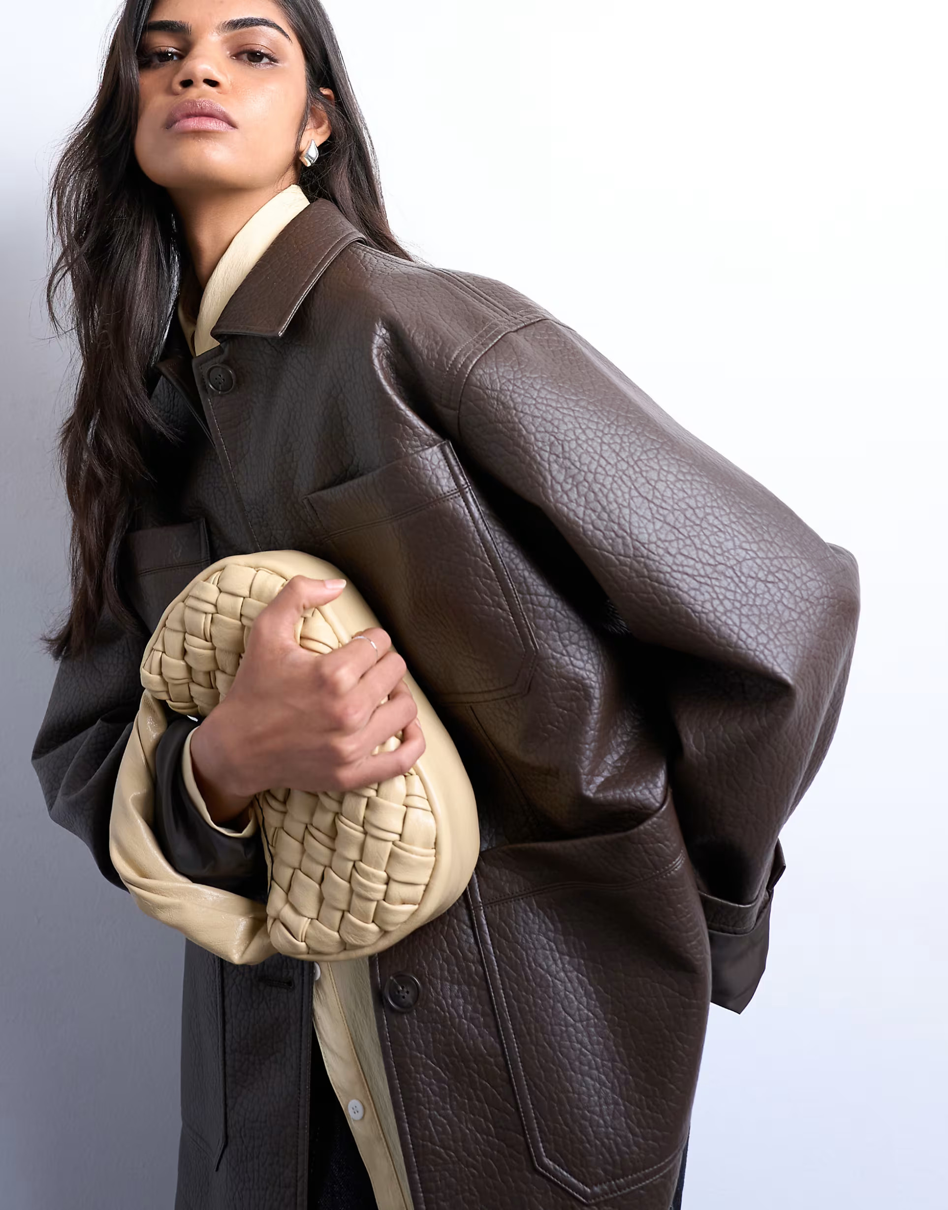 Topshop Gladys woven grab bag in buttermilk | ASOS (Global)