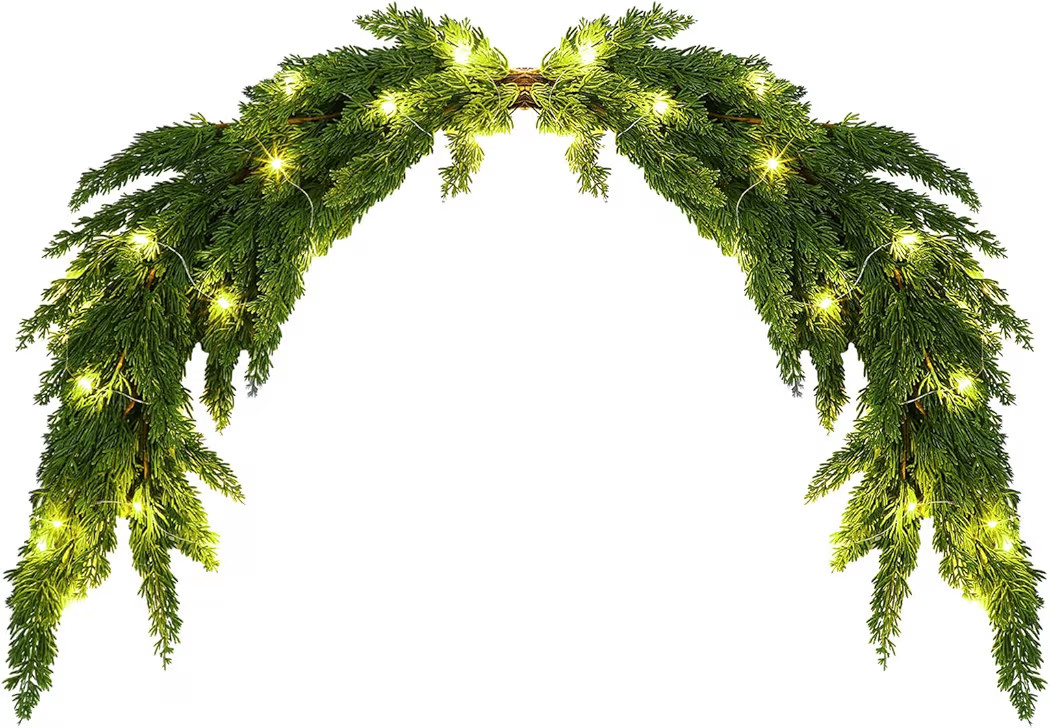 Riceshoot 47'' Real Touch Artificial Cedar Christmas Swags for Front Door with Battery Powered Li... | Amazon (US)