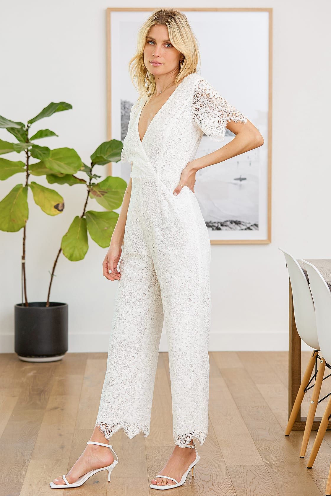 Glorious Love White Lace Short Sleeve Jumpsuit | Lulus (US)