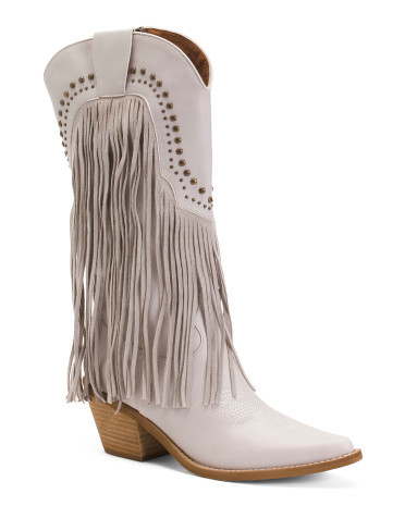 Adela Studded Fringe Cowboy Boot | TJ Maxx