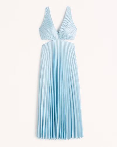 Satin Pleated Cutout Maxi Dress | Abercrombie & Fitch (US)