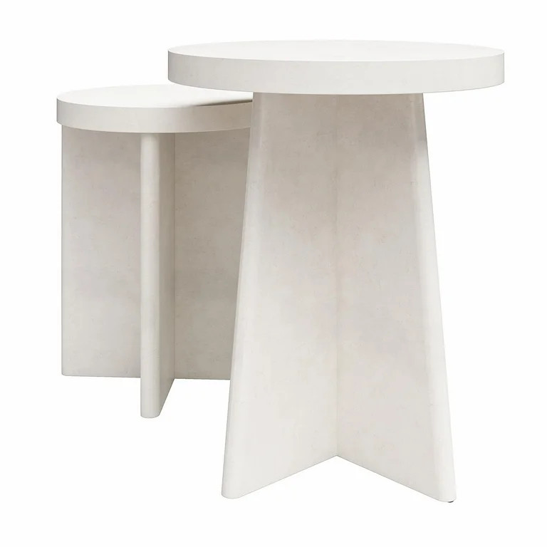 Queer Eye Liam Round End Tables, Set of 2, Plaster | Walmart (US)