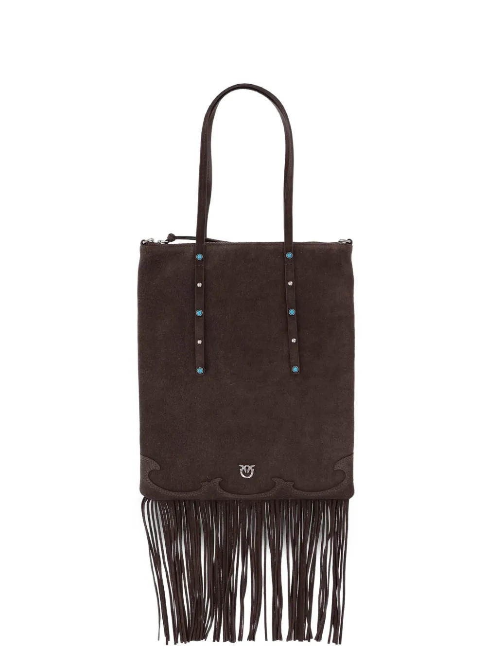 PINKO studded fringed tote bag - Brown | Farfetch Global