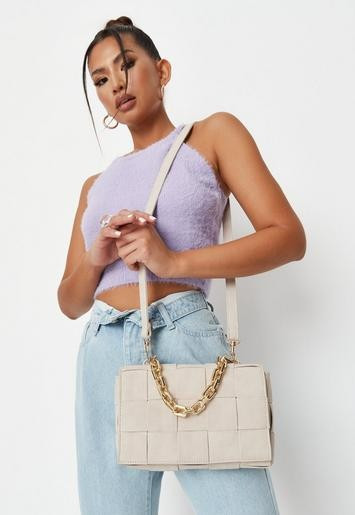 Missguided - Cream Faux Suede Weave Quilted Bag | Missguided (US & CA)