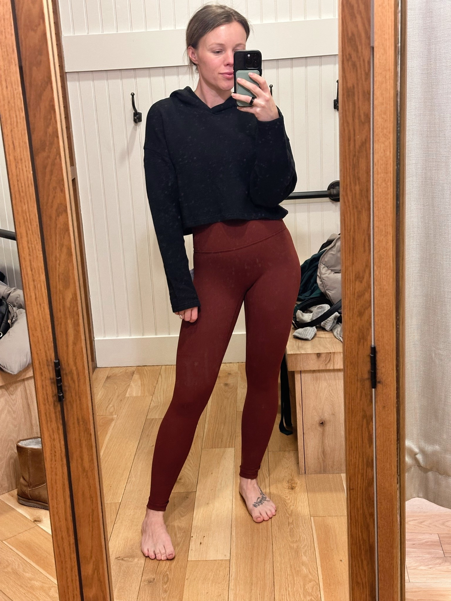 The 7/8 length are perfect for me (5’4) wearing a size small in the bottoms and extra small in the top (size down) #athleta 

#LTKfitnessgoals #LTKmomlife #LTKootd