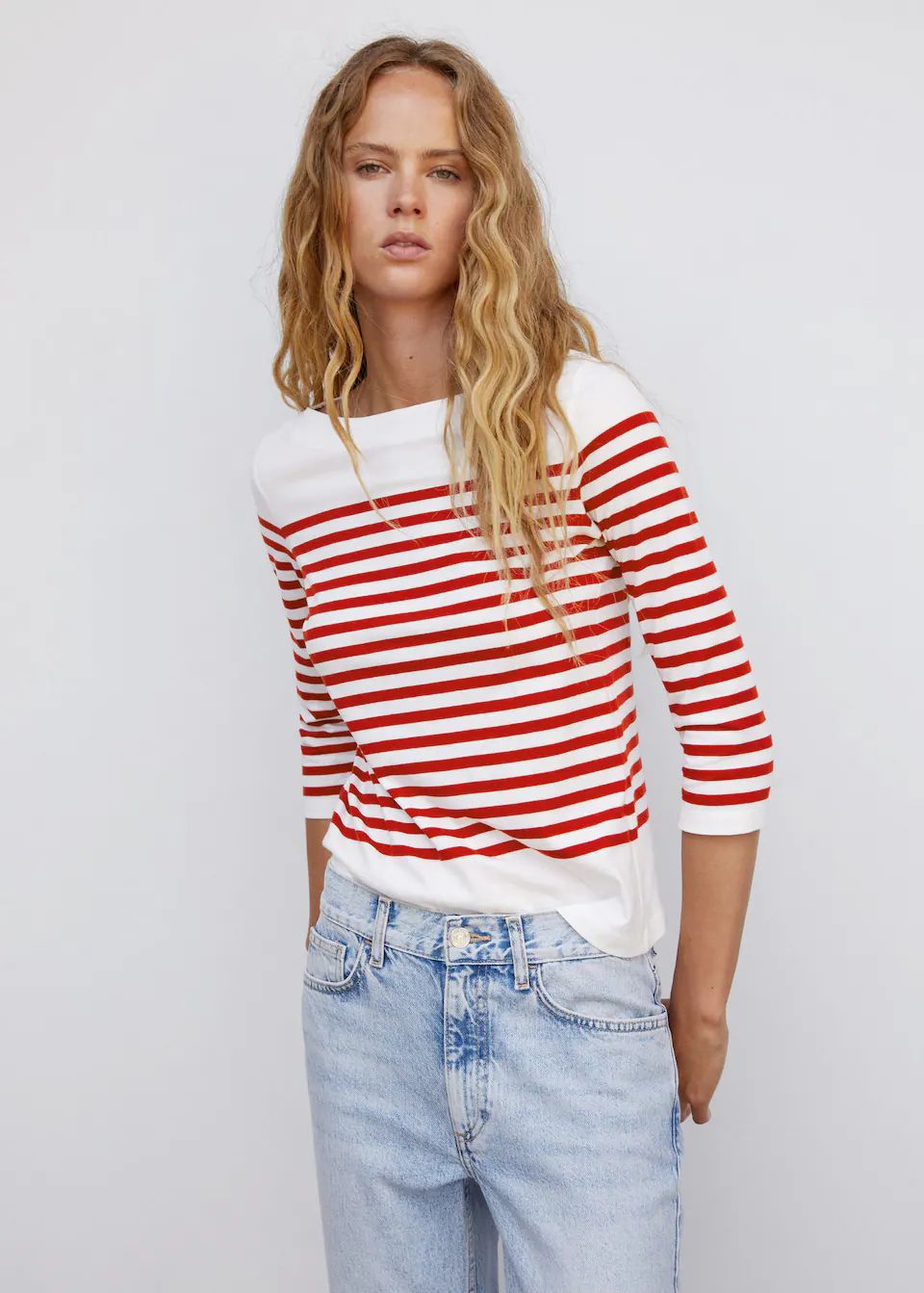 Striped boat neck t-shirt -  Women | Mango USA | MANGO (US)