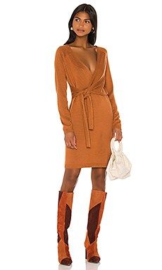 Song of Style Sammy Wrap Dress in Tan from Revolve.com | Revolve Clothing (Global)