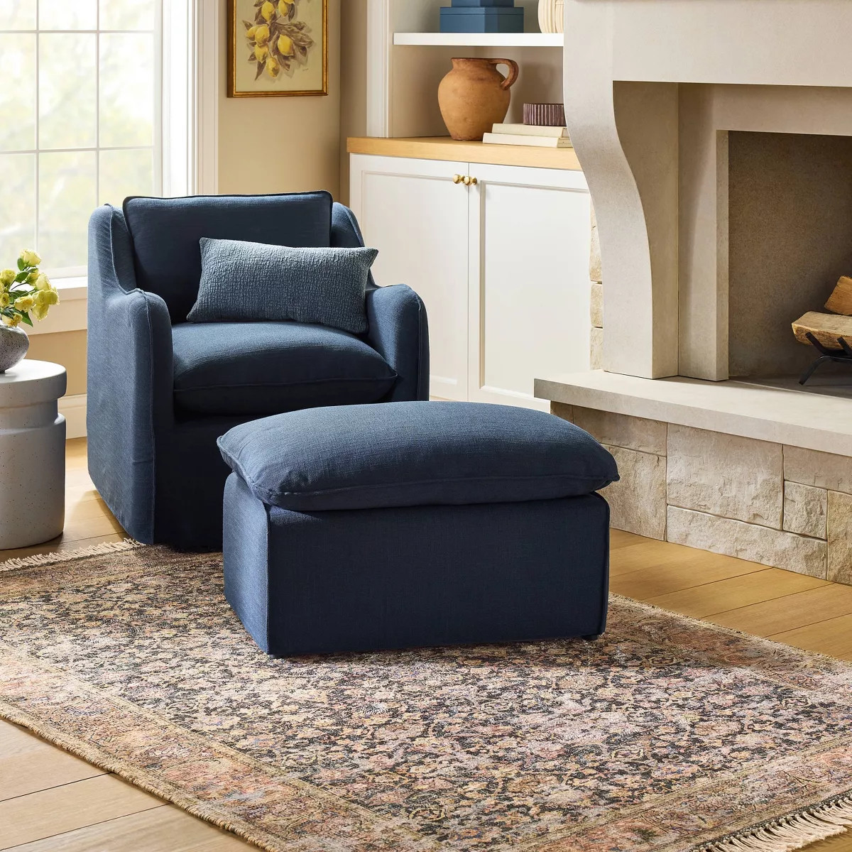 Slipcover style upholstered swivel accent chair Blue - Threshold™ designed with Studio McGee | Target
