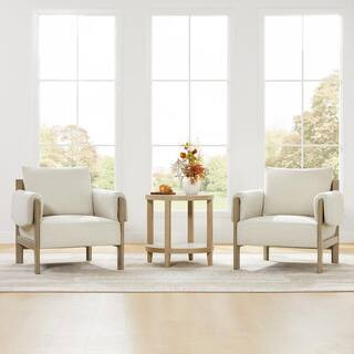 Spruce & Spring Vera Linen Fabric Mid Century Modern Accent Chair w/ Grey Solid Wood Frame Armcha... | The Home Depot