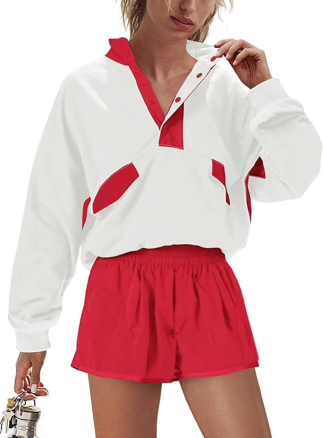Nirovien Womens Workout Sets Short Athletic Set Activewear 2 Piece Outfits Pullover Sweatshirt an... | Amazon (US)