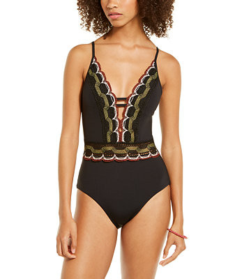 East Wind Solid Plunge One-Piece Swimsuit | Macys (US)