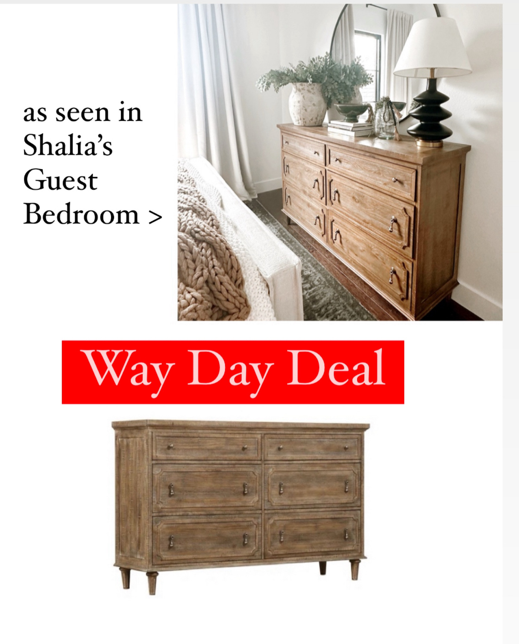 6-drawer dresser overall side to side 64”
Height too to bottom 40” solid + manufactured wood. Timeless elegance. Weathered e hi we’re wood and reclaimed pine on sale now #wayday

#LTKSaleAlert #LTKHome