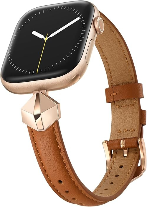 WFEAGL Leather Band Compatible with Apple Watch Bands Women 38mm 40mm 41mm 42mm(Series 11/10),Dre... | Amazon (US)