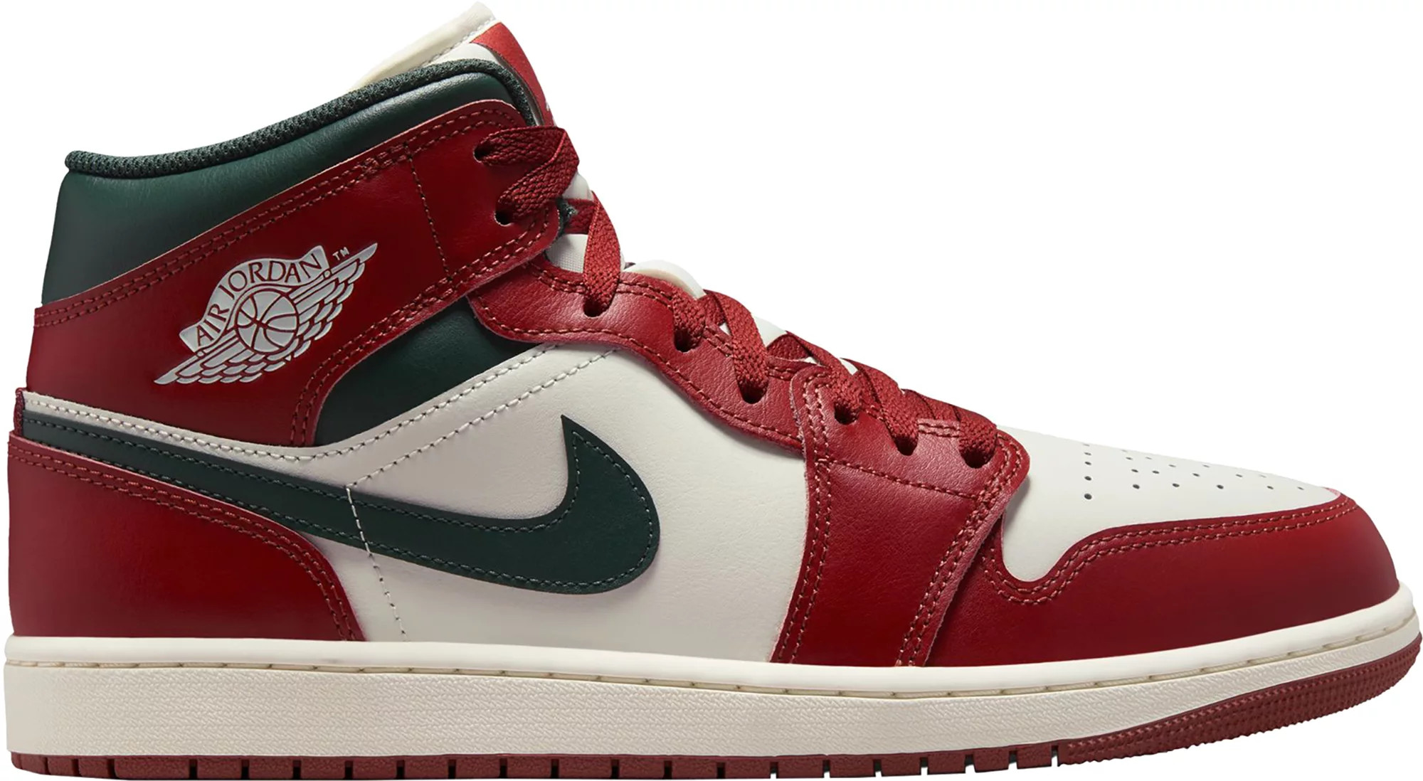 Air Jordan 1 Mid Shoes, Men's, M10.5/W12, Green/Red/White | DICK'S Sporting Goods