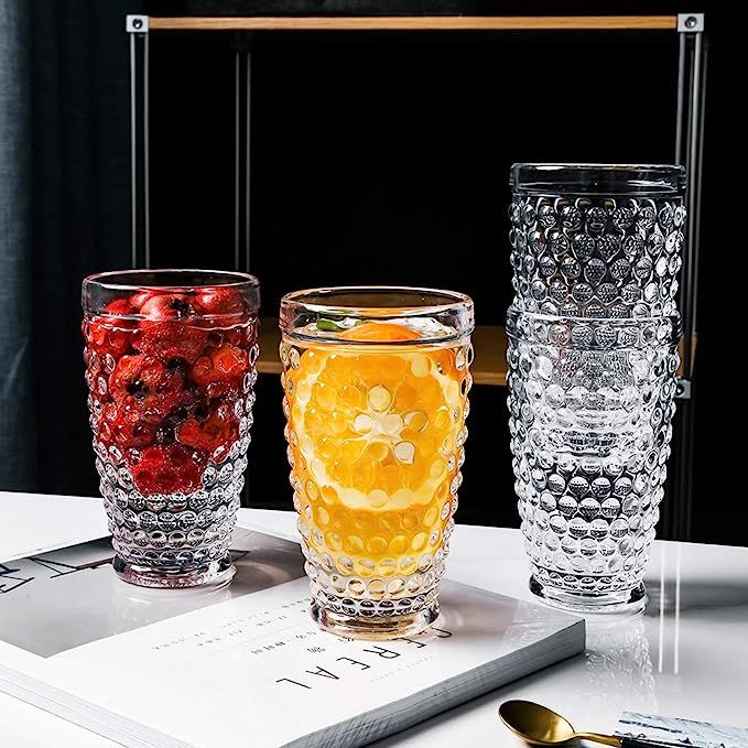 Hobnail Old Fashioned Iced Beverage Glass 13oz Set of 6, Premiun Glass Set for Refreshments Soda Jui | Amazon (US)