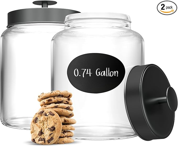 KooK Glass Kitchen Canister Set, Food & Storage Containers for Pantry, Bathroom Apothecary Jars, ... | Amazon (US)