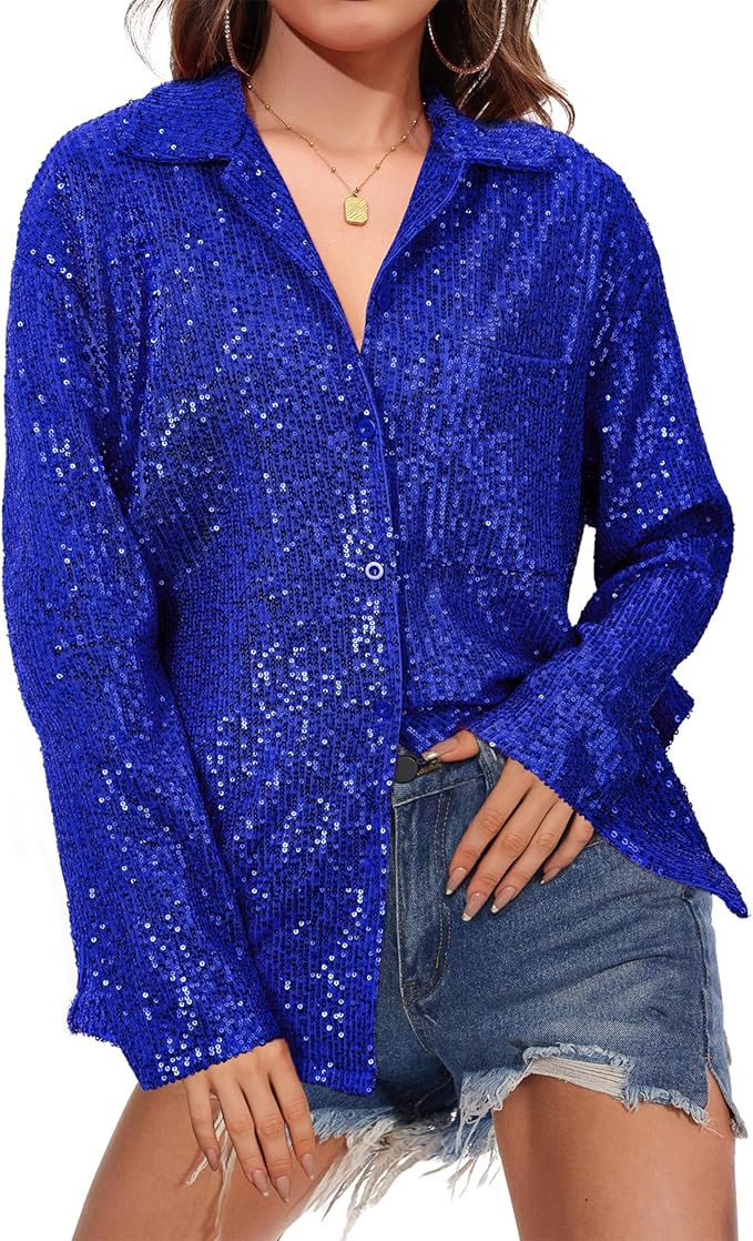 Zando Sequin Tops for Women Sequin Top Sparkly Tops for Women Sparkle Tops for Women Casual Party... | Amazon (US)