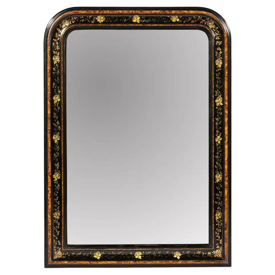 Antique 19th century authentic painted and gilt French Louis Philippe mirror | 1stDibs