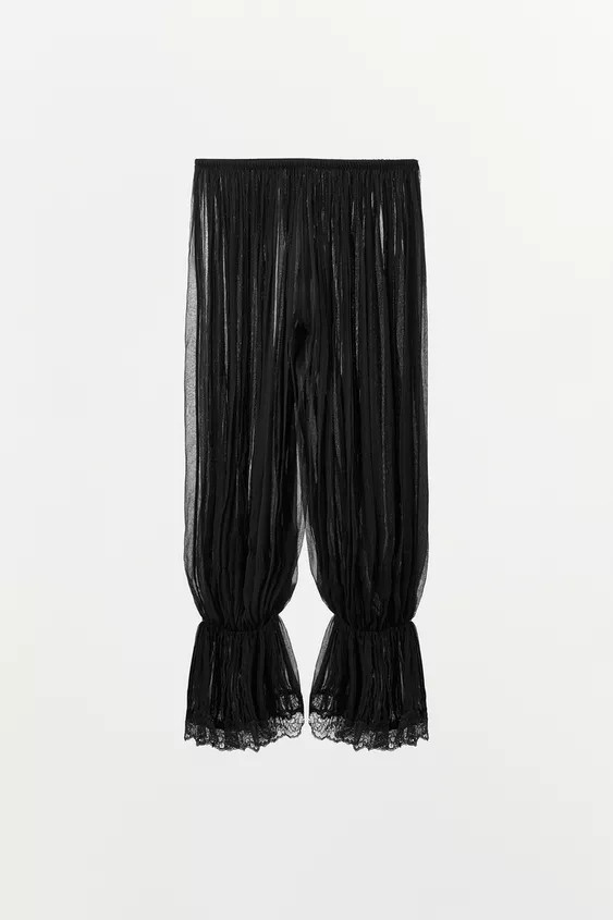 SAROUEL TROUSERS WITH PLEATS AND LACE | Zara UK