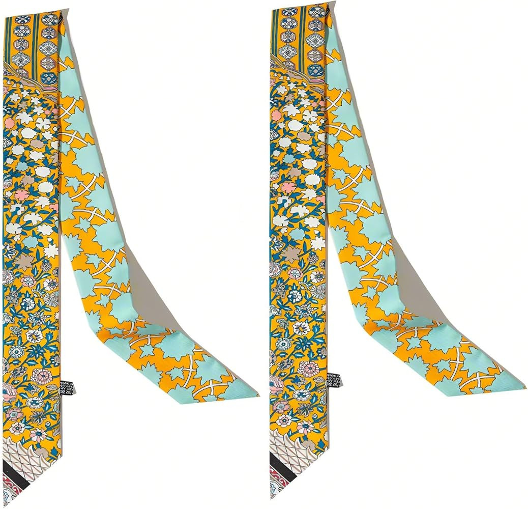 Mulberry Silk Scarf for Handbags,Bags, and Purse，2 Pcs 2"x35" Hair Ribbon Skinny Neck Fashion S... | Amazon (US)