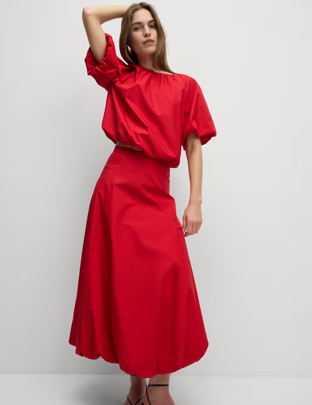 Pure Cotton Bubble Hem Midi Skirt | Marks & Spencer (UK)