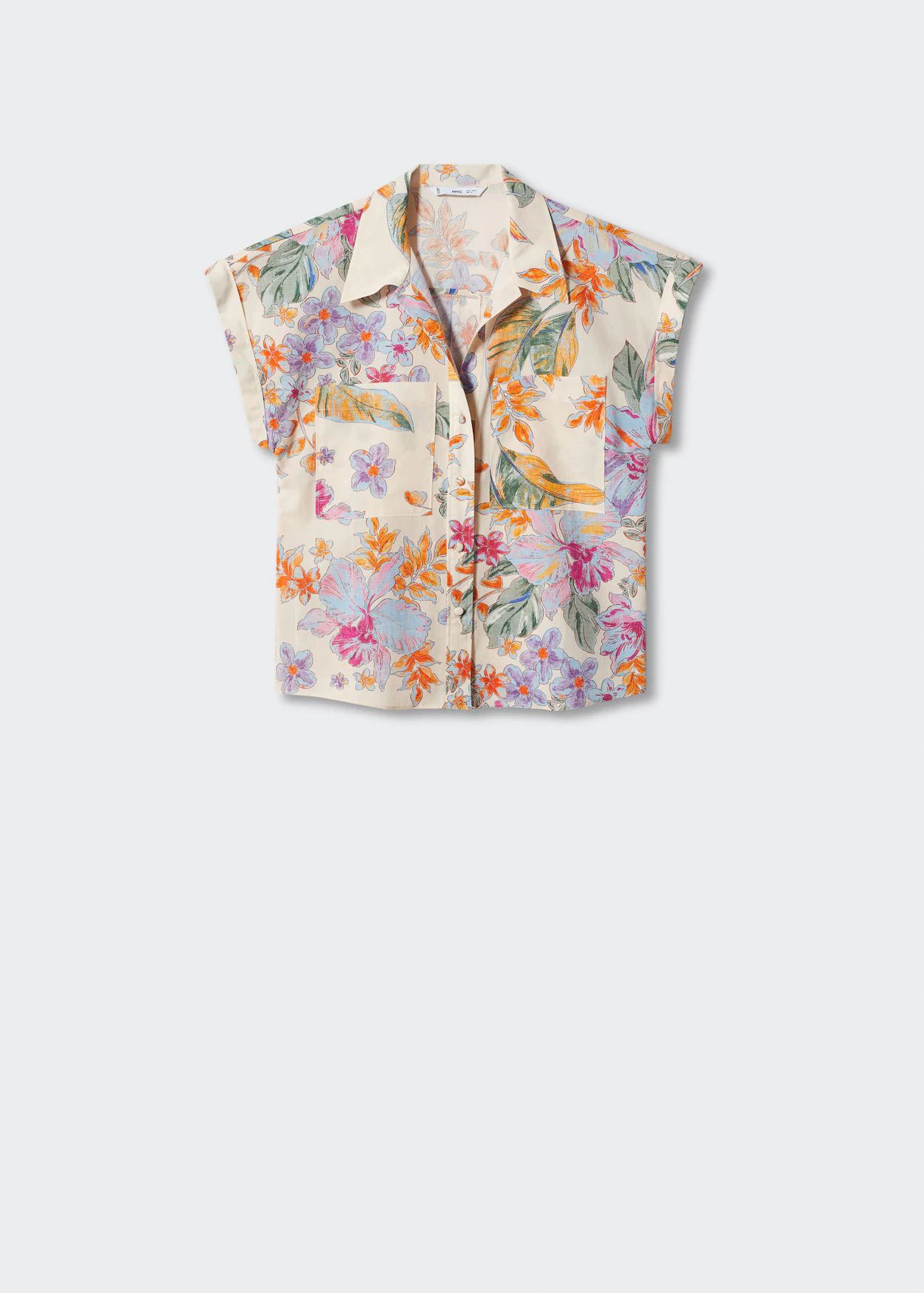 Floral shirt with pockets -  Women | Mango USA | MANGO (US)