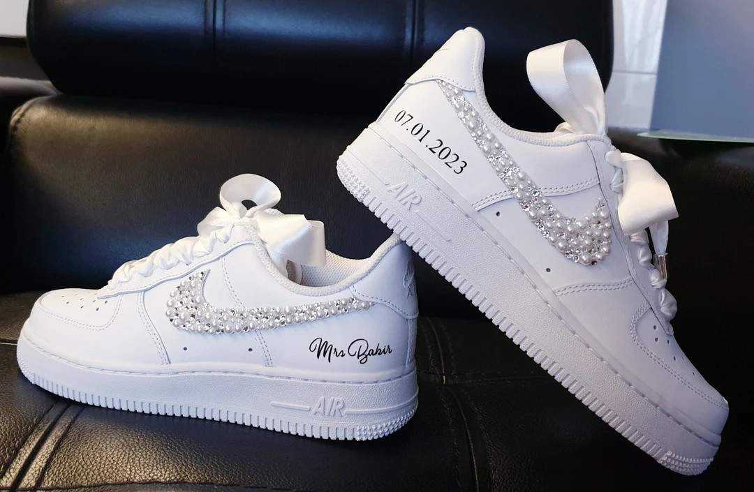 Custom Nike Air Force 1 AF1 Bridal Wedding Shoes Swarovski - Etsy | Etsy (US)