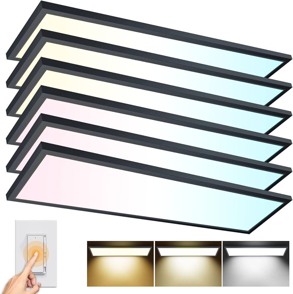 6 Pack 1x4 LED Flat Panel Light Surface Mount LED Ceiling Light, 5500LM 50W TRIAC 10-100% Dimmabl... | Amazon (US)