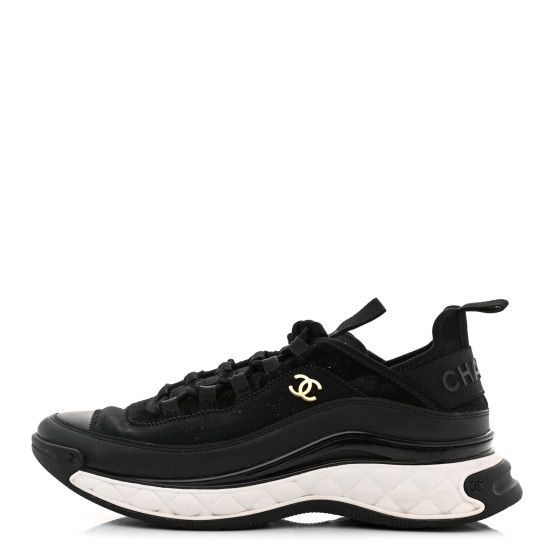 Velvet Calfskin Mixed Fibers CC Sneakers 40 Black | FASHIONPHILE (US)
