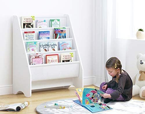 UTEX Kids Sling Bookshelf, Magazine Rack - Book Rack for Kids,Book Organizer (White) | Amazon (US)