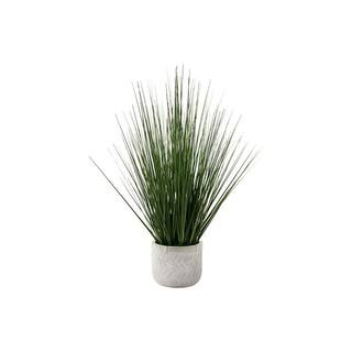 21 in. Tall Artificial Grass Plant in White Cement Pot-Real Touch Faux Greenery, Low Maintenance ... | The Home Depot