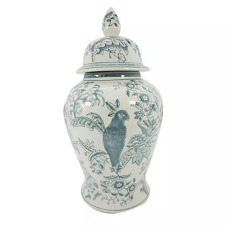 New! Light Blue and White Ceramic Chinoiserie Jar | Kirkland's Home