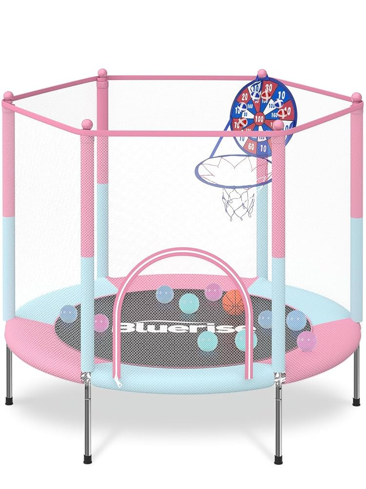 BLUERISE 55IN 6FT Toddler Trampoline for Kids Indoor Outdoor Play for Kids Trampoline Basketball ... | Amazon (US)