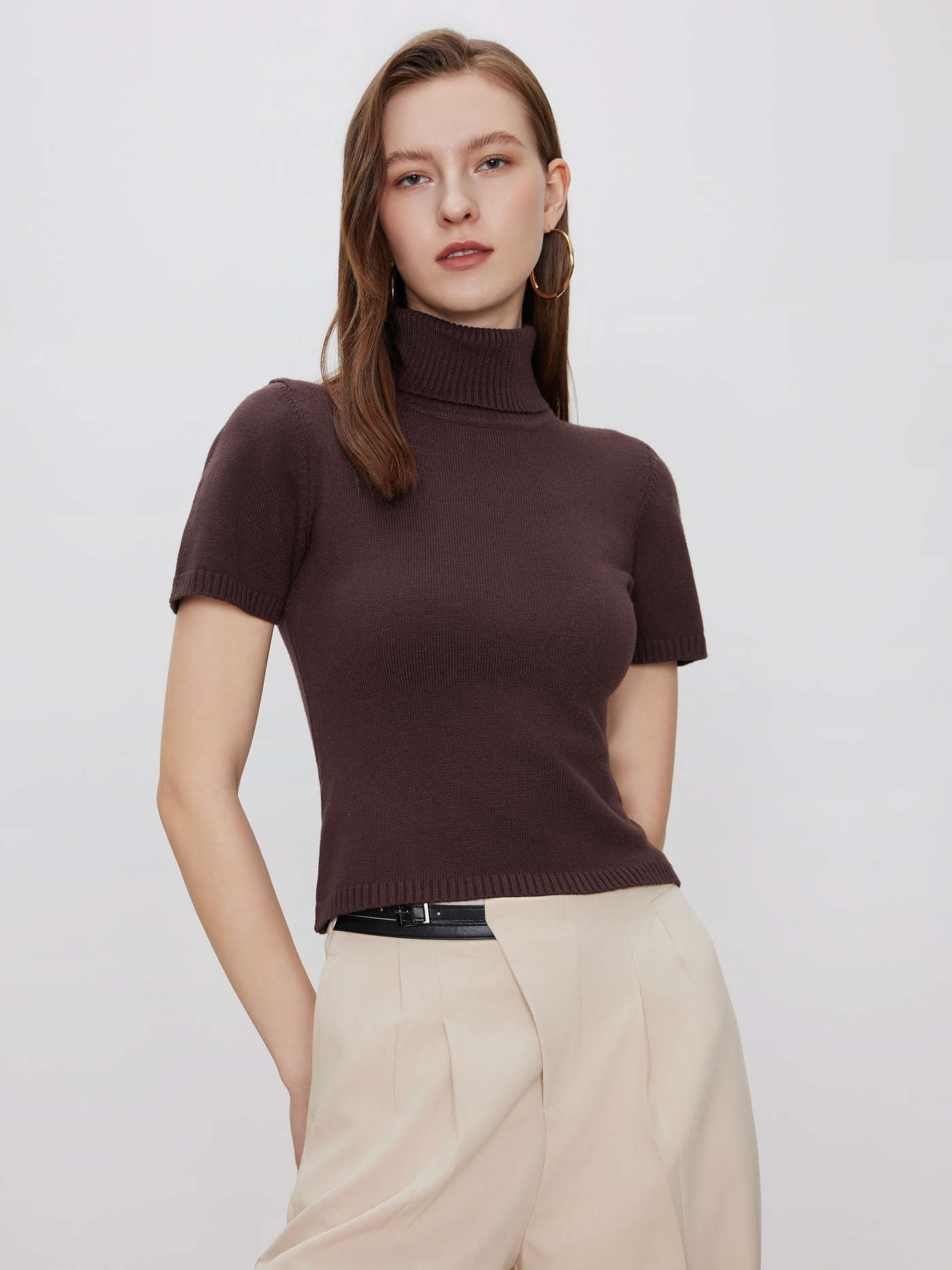 Solid Turtleneck Knit Top | Cider