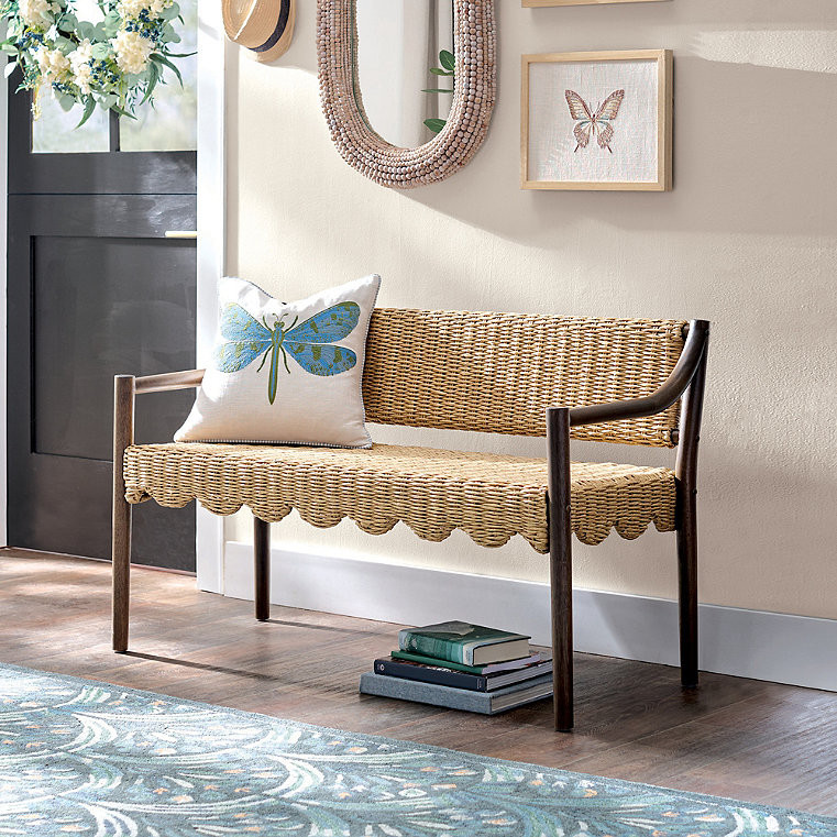 Nori Wicker Bench - Grandin Road | Grandin Road